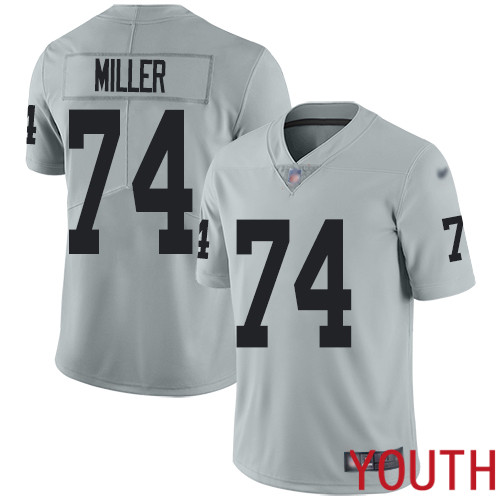 Oakland Raiders Limited Silver Youth Kolton Miller Jersey NFL Football #74 Inverted Legend Jersey->youth nfl jersey->Youth Jersey
